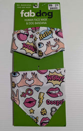 Fab Dog Human Face Mask & Dog Bandana One Size Mask w/ Emojees